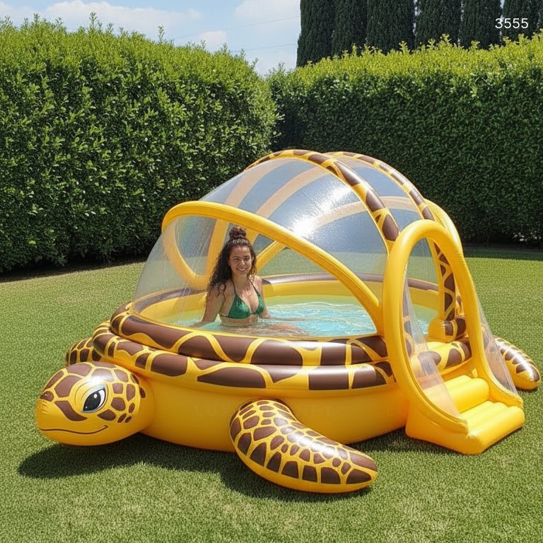 Inflatable Turtle Shaped Pool with Canopy | Summer Outdoor Water Play 3555 inflatable turtle shaped pool time 20260317 42