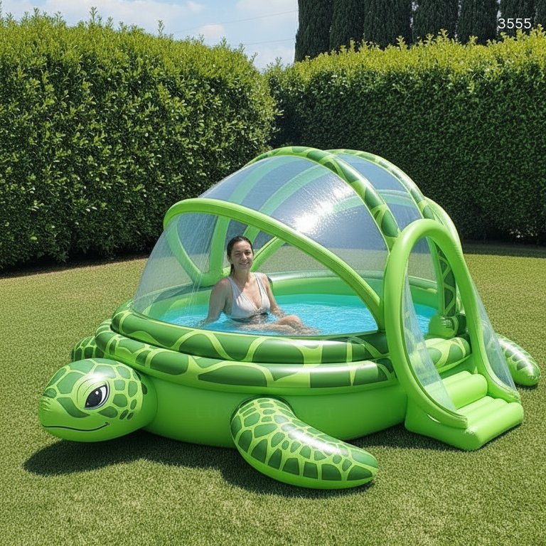 Inflatable Turtle Shaped Pool with Canopy | Summer Outdoor Water Play 3555 inflatable turtle shaped pool time 20260317 51