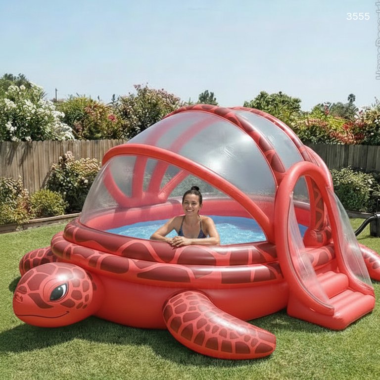 Inflatable Turtle Shaped Pool with Canopy | Summer Outdoor Water Play 3555 inflatable turtle shaped pool time 20260317 54