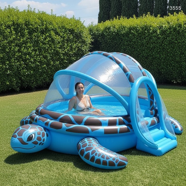 Inflatable Turtle Shaped Pool with Canopy | Summer Outdoor Water Play 3555 inflatable turtle shaped pool time 20260317 60