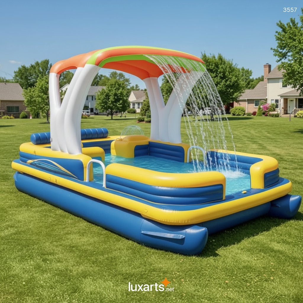 Inflatable Pontoon Boat Pool with Canopy - Family Water Play Center 3557 inflatable pontoon boat pool 20260318 a 2