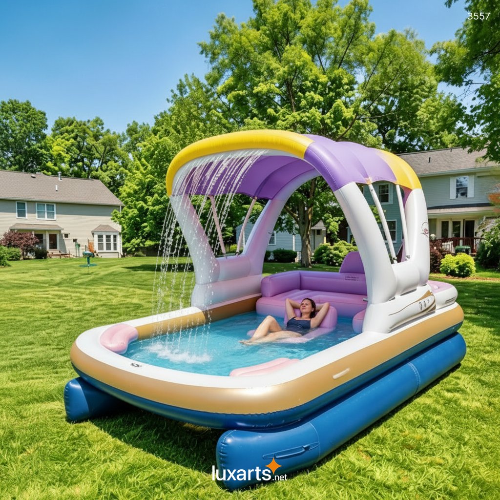 Inflatable Pontoon Boat Pool with Canopy - Family Water Play Center 3557 inflatable pontoon boat pool 20260318 a 4