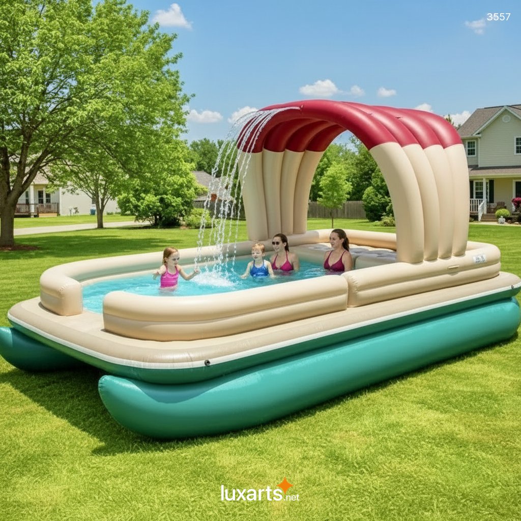 Inflatable Pontoon Boat Pool with Canopy - Family Water Play Center 3557 inflatable pontoon boat pool 20260318 a 7