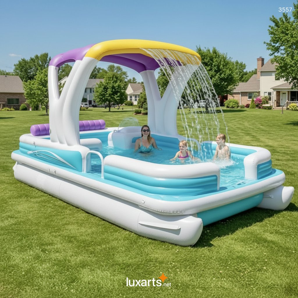 Inflatable Pontoon Boat Pool with Canopy - Family Water Play Center 3557 inflatable pontoon boat pool 20260318 a 8