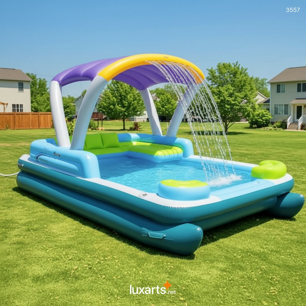 Inflatable Pontoon Boat Pool with Canopy - Family Water Play Center 3557 inflatable pontoon boat pool 20260318 a 9