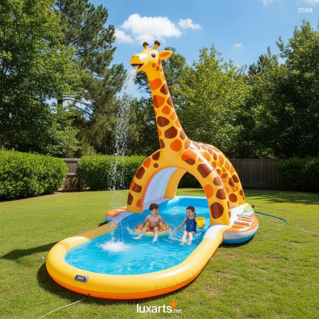 Inflatable giraffe pool Set - Outdoor Splash Pad with Water Slide & Sprayer for Family Fun 3568 inflatable giraffe pool 6
