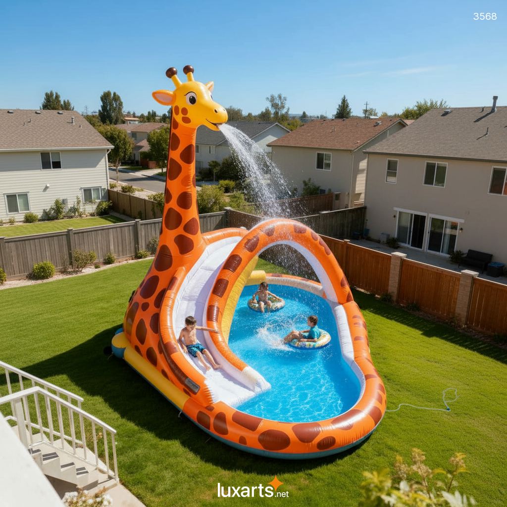 Inflatable giraffe pool Set - Outdoor Splash Pad with Water Slide & Sprayer for Family Fun 3568 inflatable giraffe pool 7