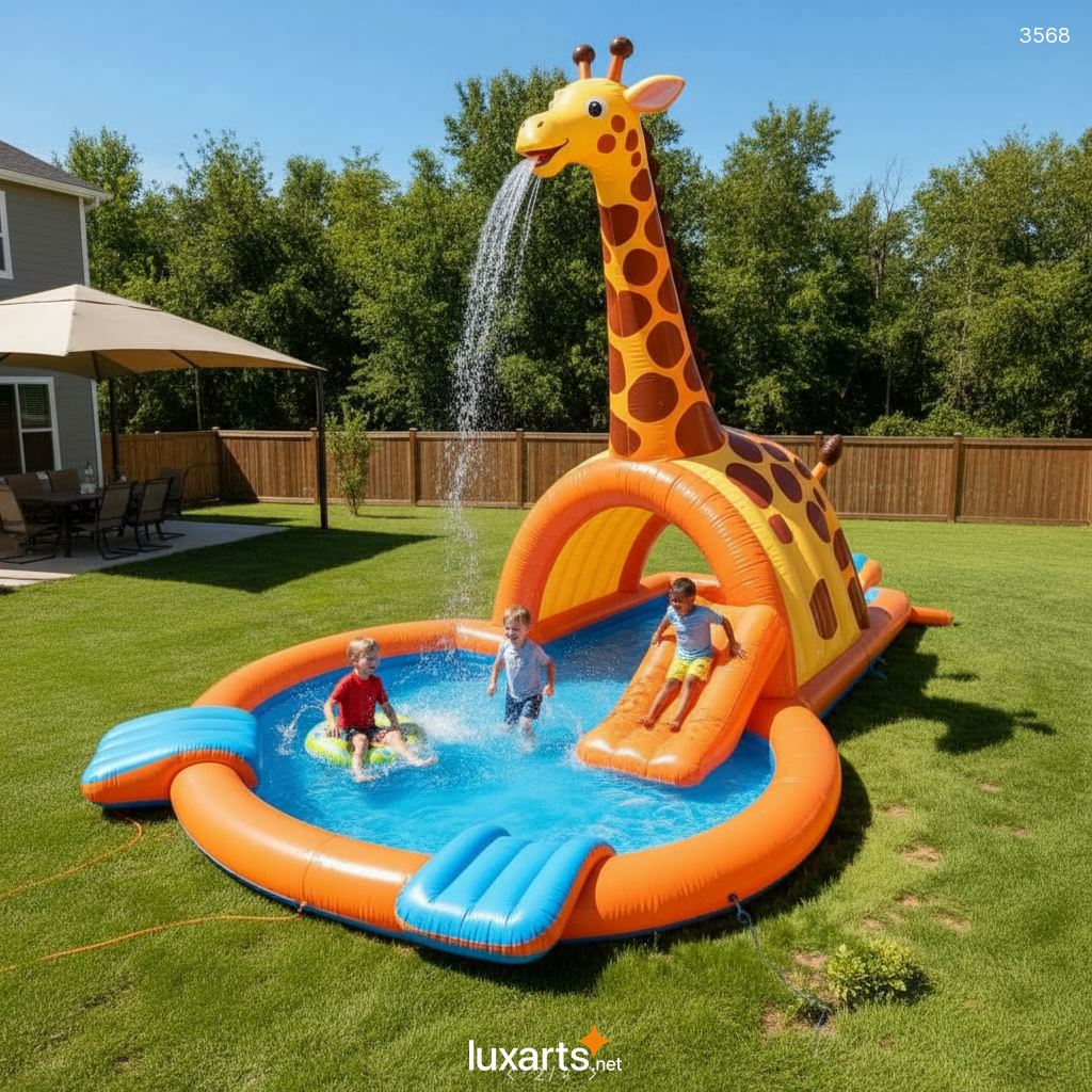 Inflatable giraffe pool Set - Outdoor Splash Pad with Water Slide & Sprayer for Family Fun 3568 inflatable giraffe pool 8