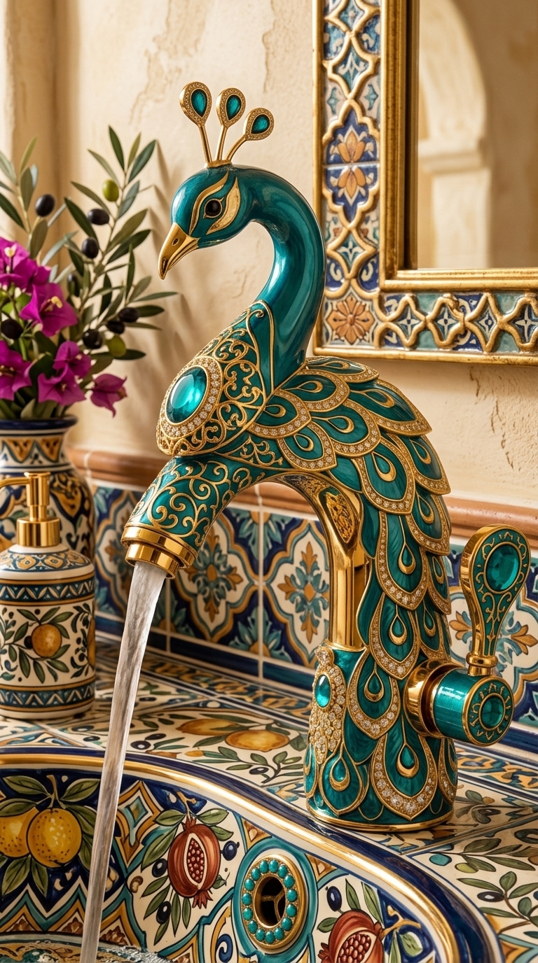 Peacock Shaped Faucet with Crystals - Decorative Bathroom Sink Faucet 4 Peacock Shaped Faucet with Crystals - Decorative Bathroom Sink Faucet 3646 peacock shaped faucet 20260726 24