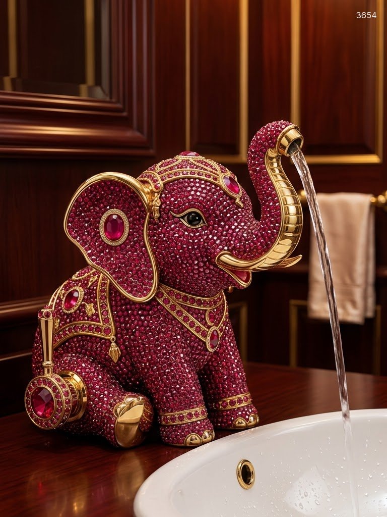 Elephant Shaped Faucet - Luxury Crystal Rhinestone Elephant Bathroom Sink Tap 3 Elephant Shaped Faucet - Luxury Crystal Rhinestone Elephant Bathroom Sink Tap 3654 elephant faucet 20260810 3