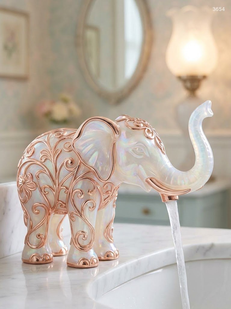 Elephant Shaped Faucet - Luxury Crystal Rhinestone Elephant Bathroom Sink Tap 4 Elephant Shaped Faucet - Luxury Crystal Rhinestone Elephant Bathroom Sink Tap 3654 elephant faucet 20260810 7