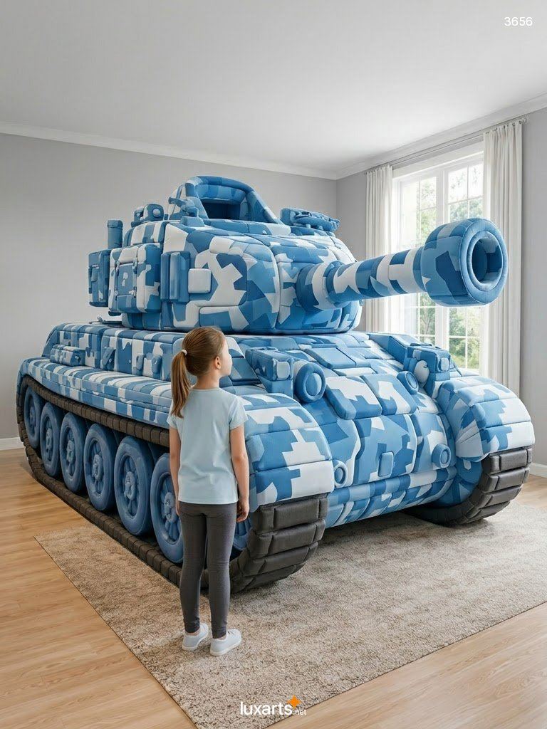 Giant Foam Tank Kids Beds Tour – Cozy Camo Interior Inside 3656 giant foam tank kids beds 55