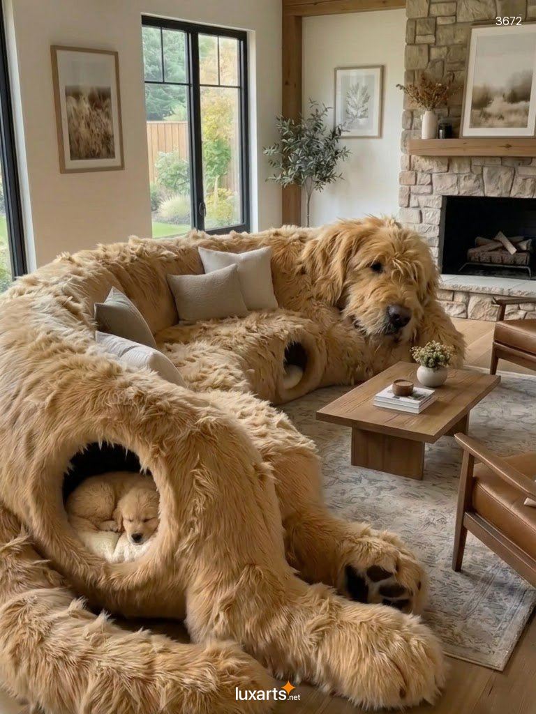 Dog Shaped Sofa with Pet Caves: Plush Comfort for Pets and Owners 3672 dog shaped sofa with a pet built in side cave 20260820 2