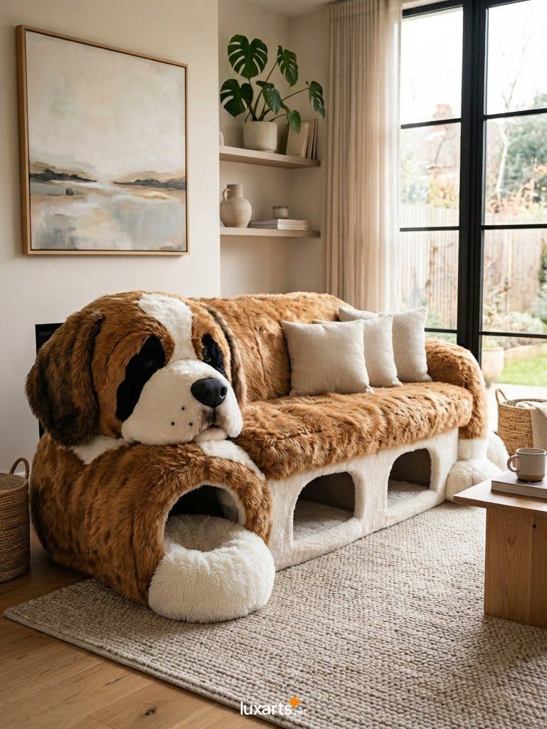 Dog Shaped Sofa with Pet Caves: Plush Comfort for Pets and Owners 3672 fluffy dog sofa with pet caves 20260821t 1