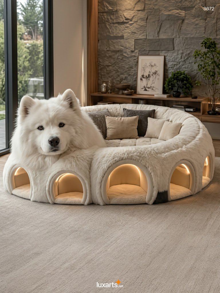 Dog Shaped Sofa with Pet Caves: Plush Comfort for Pets and Owners 3672 fluffy dog sofa with pet caves 3