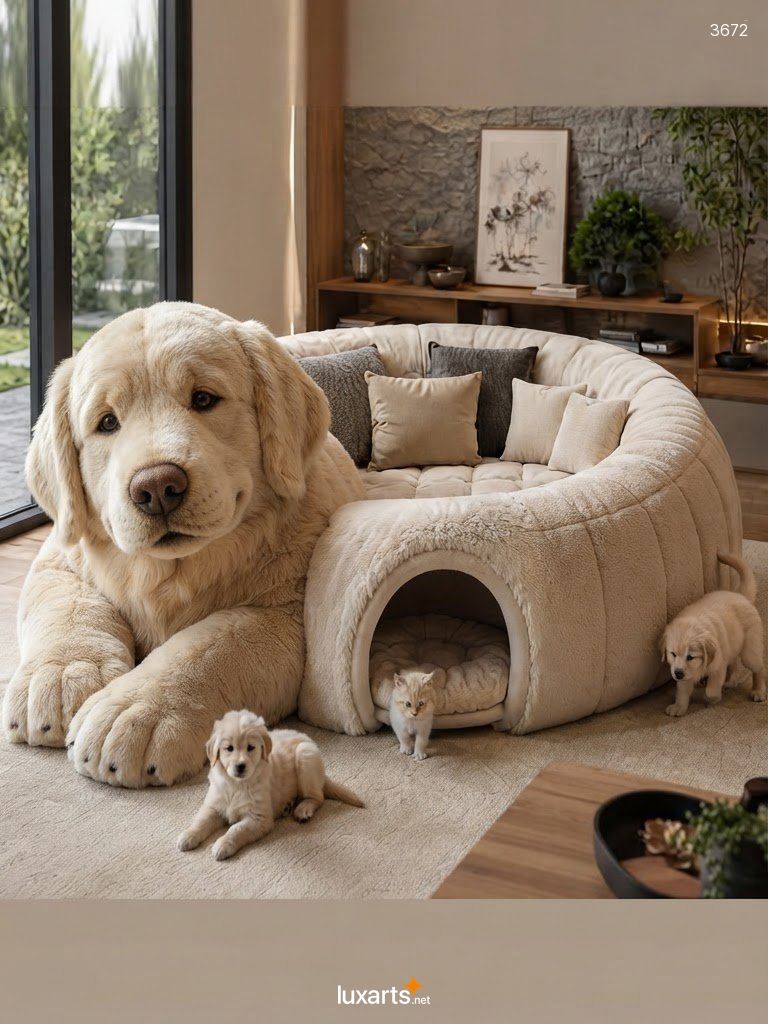 Dog Shaped Sofa with Pet Caves: Plush Comfort for Pets and Owners 3672 fluffy dog sofa with pet caves 5