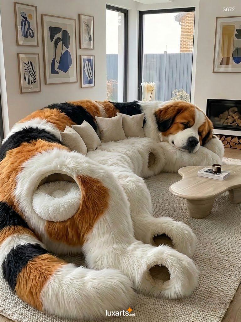 Dog Shaped Sofa with Pet Caves: Plush Comfort for Pets and Owners 3672 fluffy saint bernard sofa with pet caves 20260820 4
