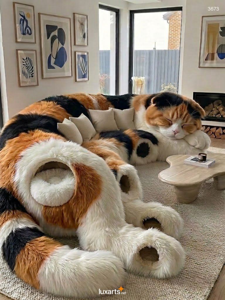 Fluffy Cat Sofa with Pet Caves – Soft Plush Couch Where Cats Can Hide and Nap 5 Fluffy Cat Sofa with Pet Caves – Soft Plush Couch Where Cats Can Hide and Nap 3673 scottish fold sofa with pet caves 20260821 4