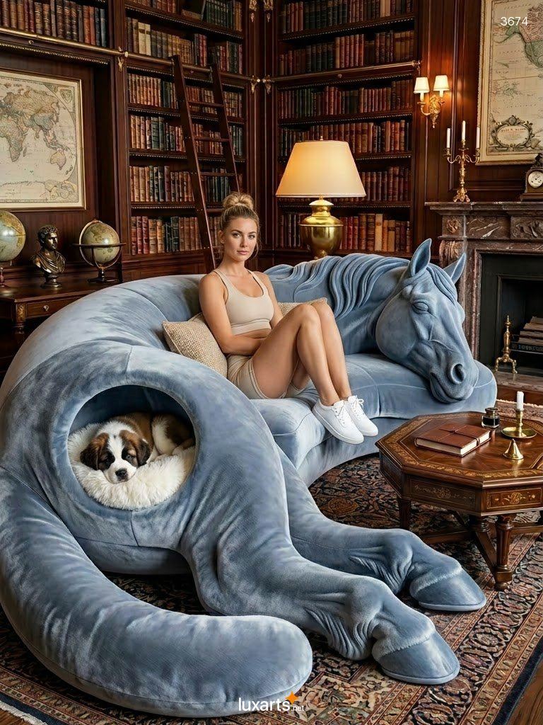 Horse Shaped Sofa with Pet Caves for a Cozy, Pet-Friendly Living Room 3674 animal sofa with pet caves 20260821 3