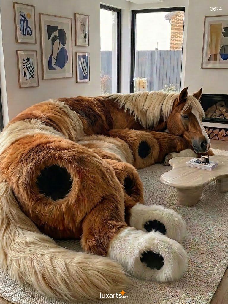 Horse Shaped Sofa with Pet Caves for a Cozy, Pet-Friendly Living Room 3674 animal sofa with pet caves 20260821u 1