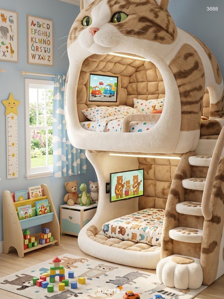 Cat Bunk Bed for Kids: Adorable Cat-Shaped Bedroom Furniture 3688 cat bunk bed 20260921 5