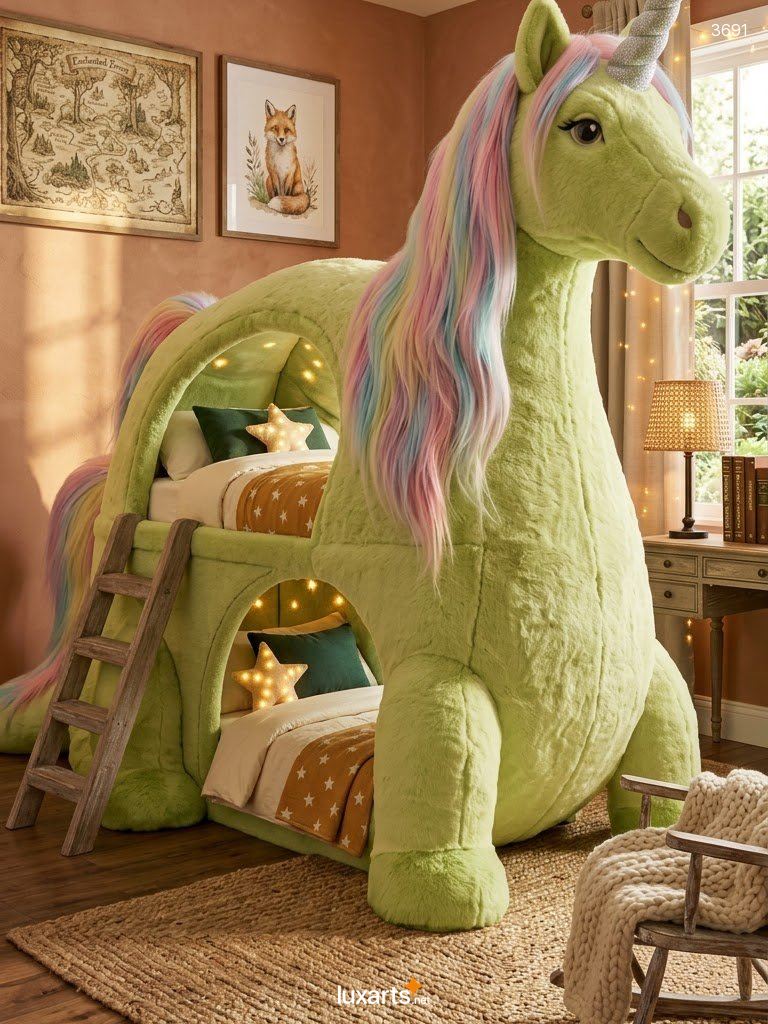 Unicorn Shaped Bunk Bed – Plush Kids Loft Bed with LED Lights 7 Unicorn Shaped Bunk Bed – Plush Kids Loft Bed with LED Lights 3691 unicorn bunk bed 15