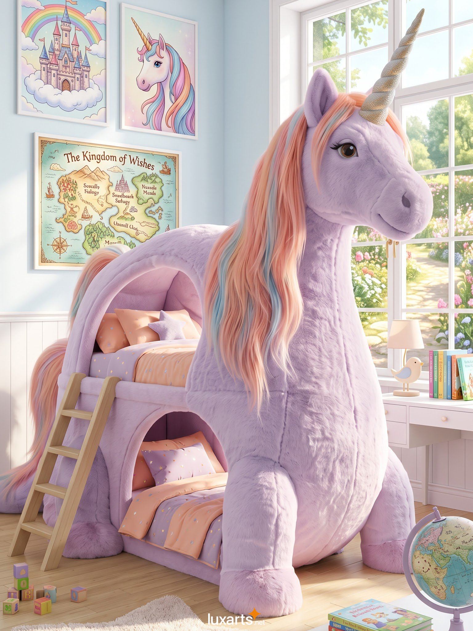 Unicorn Shaped Bunk Bed – Plush Kids Loft Bed with LED Lights 6 Unicorn Shaped Bunk Bed – Plush Kids Loft Bed with LED Lights 3691 unicorn bunk bed 4