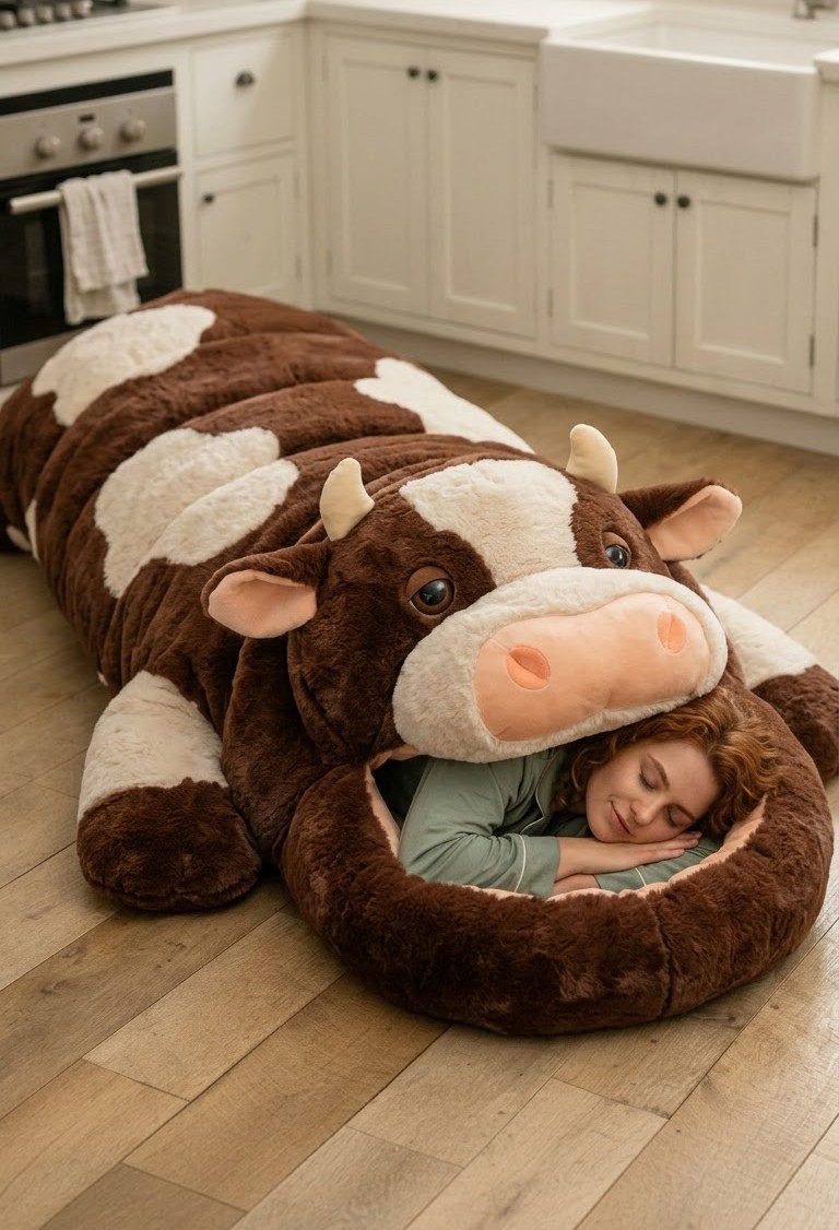 Dairy Cow Shaped Sleeping Bag – Cozy, Playful & Cuddly Animal Sleep Sack for Kids and Adults 3427 cow sleeping bag 20261002 59