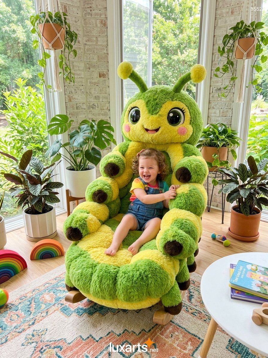 Caterpillar Shaped Rocking Chair: A Cute and Comfy Plush Seat for Any Room 3740 caterpillar shaped rocking chair 3 4